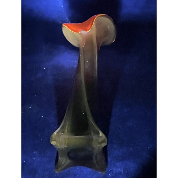 Murano Style Calla Lily Jack In the Pulpit Vase Art Glass Flower Orange Vintage - Picture 2 of 12